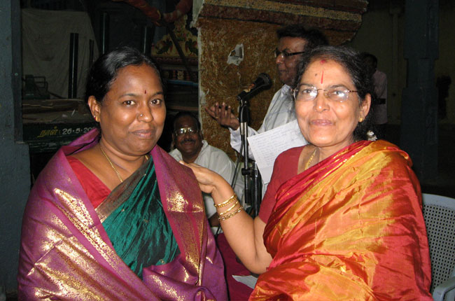 Mrs.Puspha honoured by Mrs.D.A.Joseph